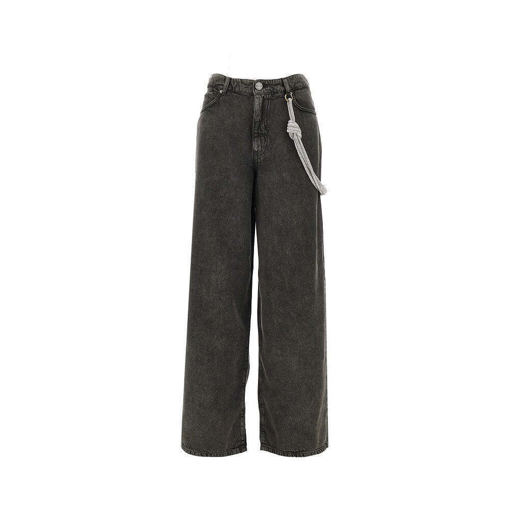 Pinko Loose Fit Jeans With Strass Cord